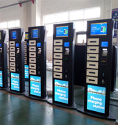 6 Secured Electronic Lockers Cell Phone Charging Kiosks For Airport / Train Station / Bus Station