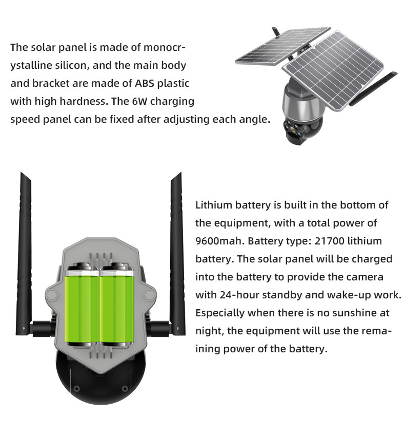 5V 2A ABS 4g Wifi Security Camera , 4g Ptz Camera Solar Fireproof
