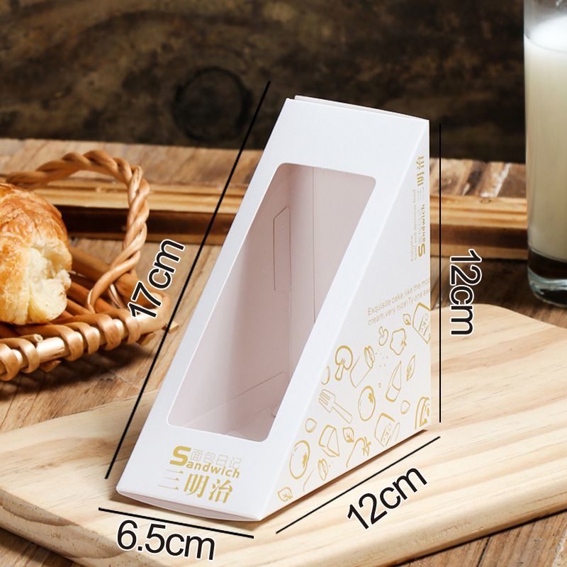 Recyclable Eco-Friendly Custom Logo Printing Food Grade Convenient Portable Triangular Cardboard Sanwich Box