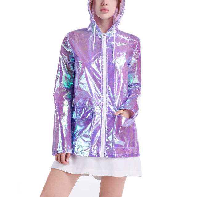 Fashion Mens Reflective Jacket / Womens Metallic Coat Plating Coating