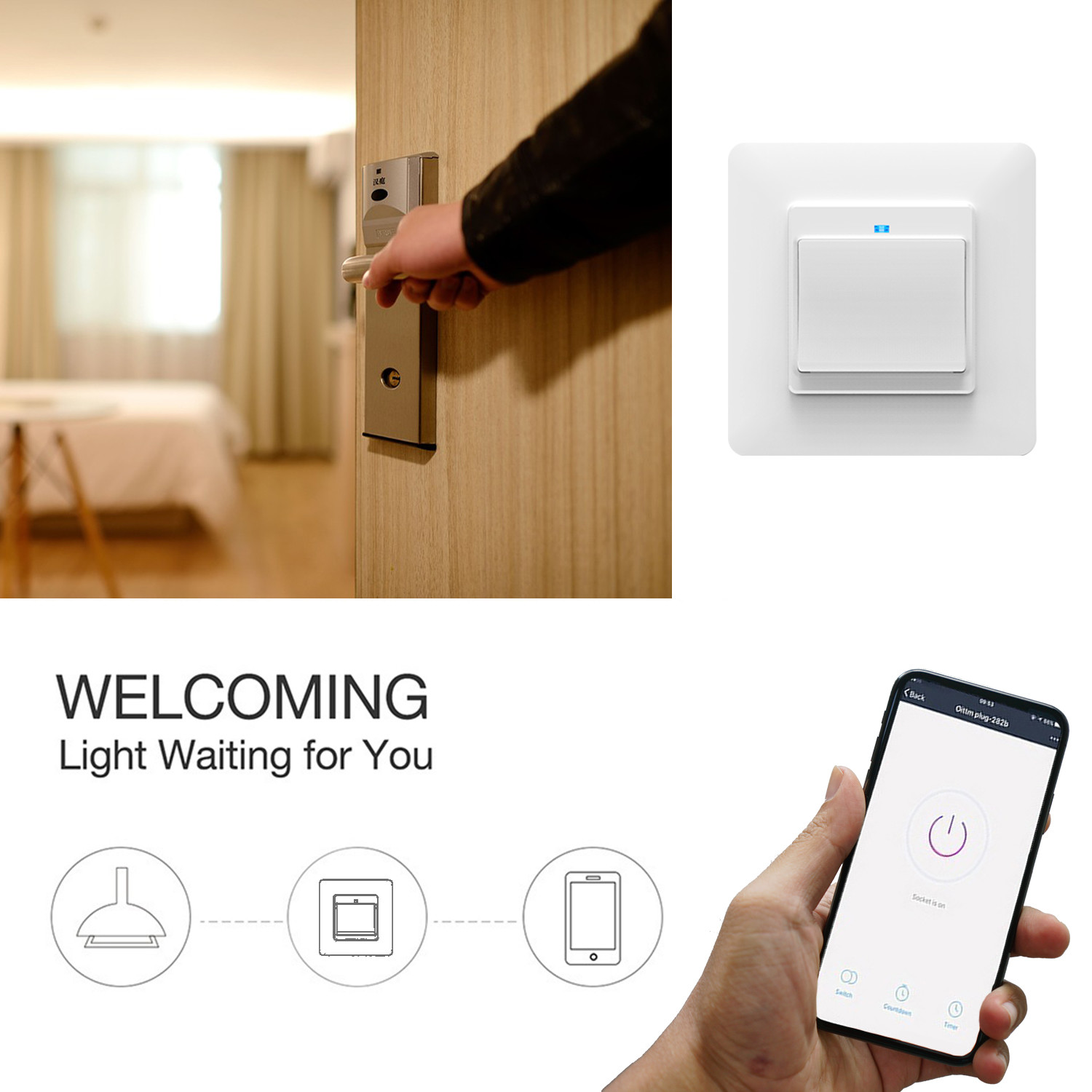 EU UK Standard Tuya Smart Life WiFi Light Switch 10A 1 Gang Light Switch With LED Indicator