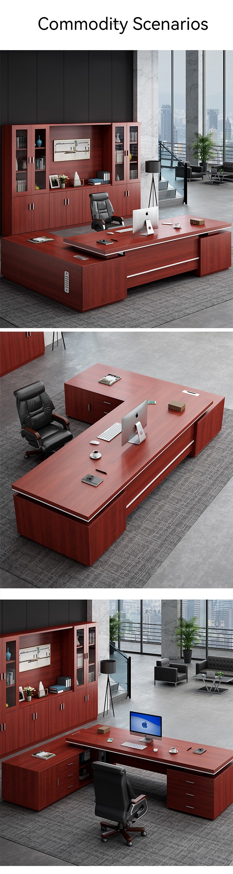 Large Modern Office Desk and Chair Combination for President Manager Office Furniture