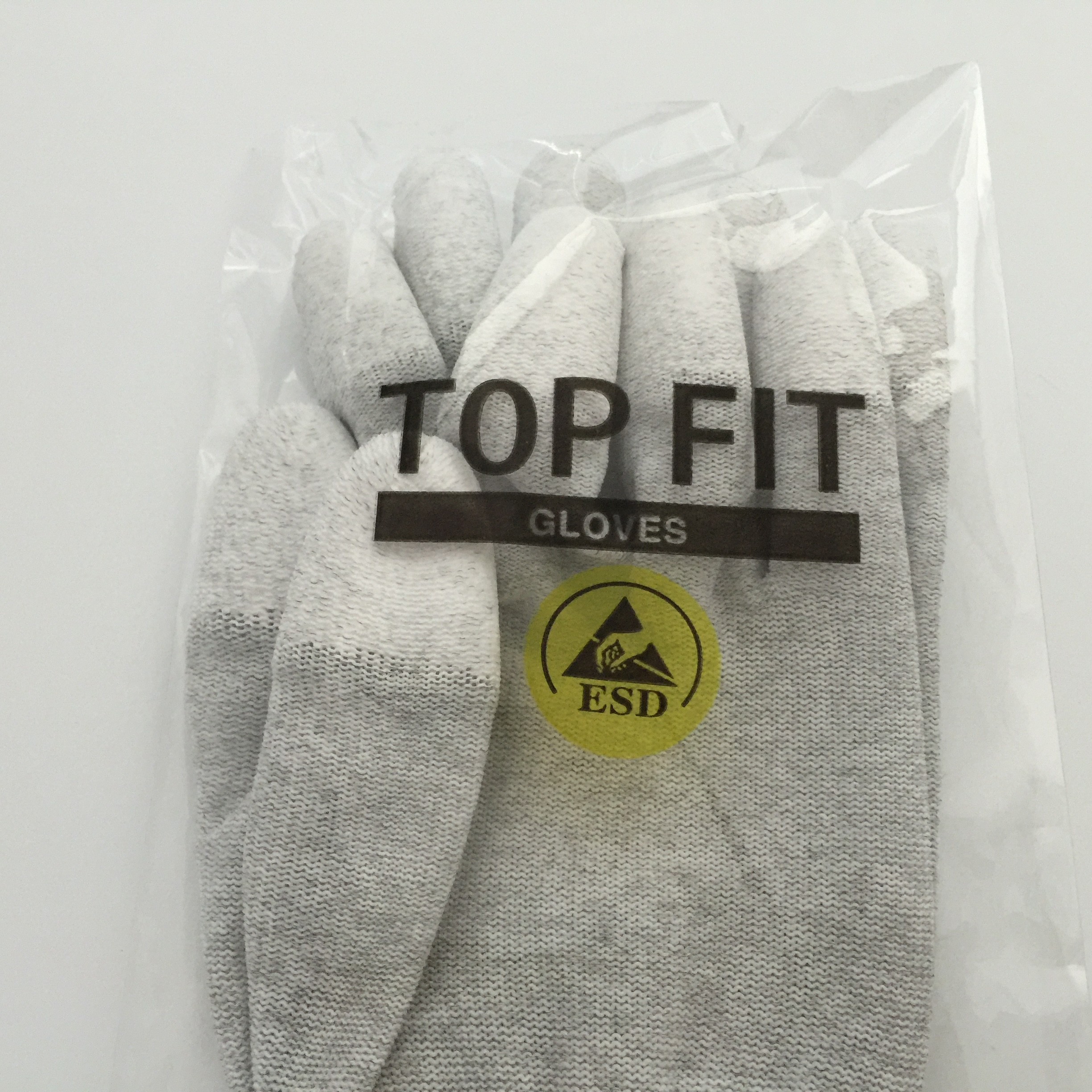 ESD PU Top Coated Anti Static Gloves Polyester Liner With Carbon Filament Knitted