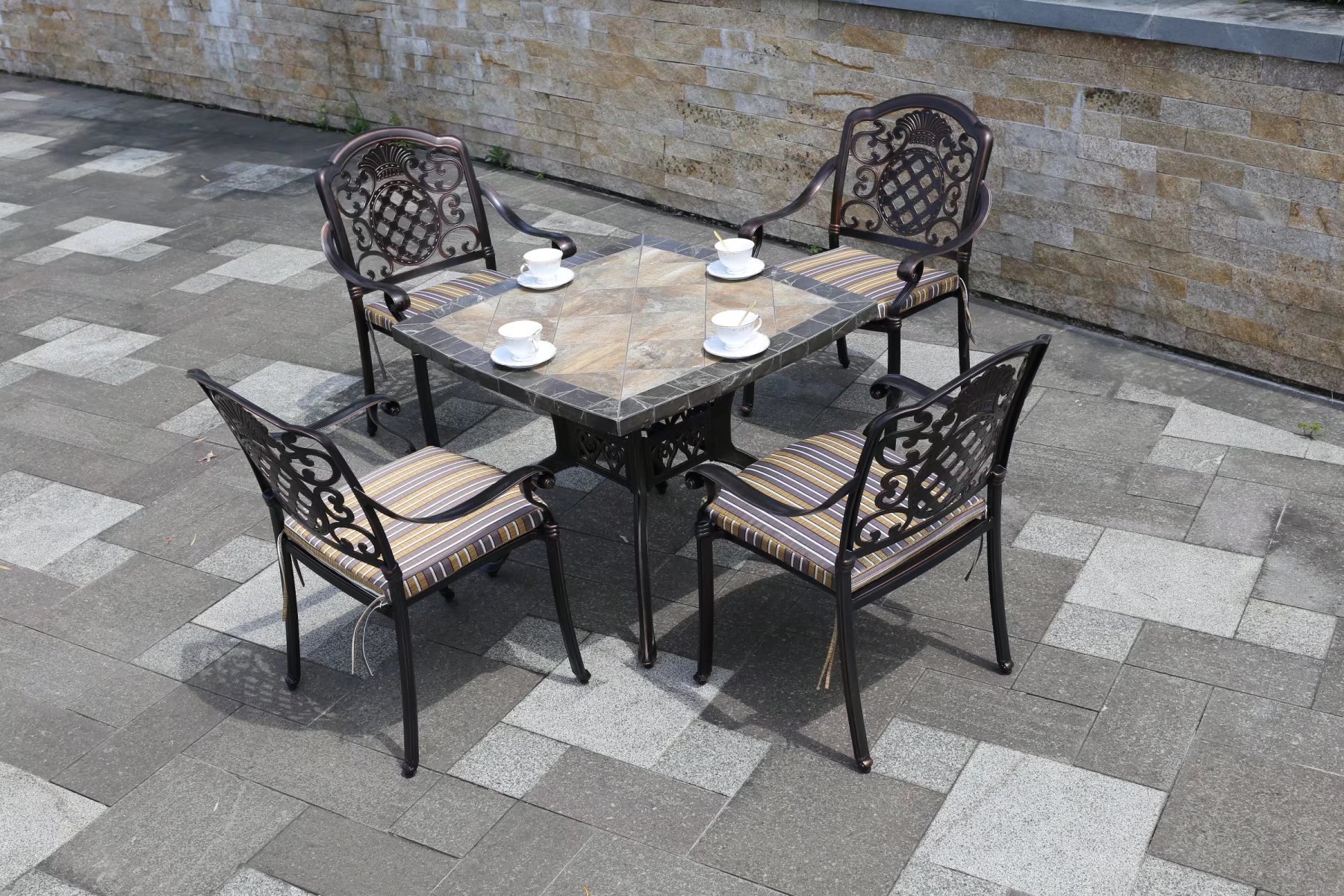 3PCS Cast Aluminium Outdoor Furniture Folded Aluminium Dining Set Outdoor