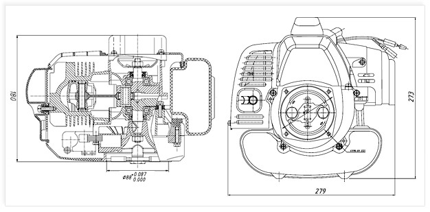 EPA Ⅲ / EuroⅡ standard Sinotruk Spare Parts 2 stroke Low emission Gasoline Engine