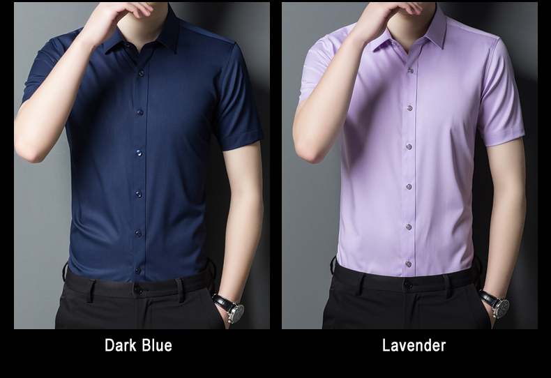 Formal Men's Short Sleeve Business Shirt Solid Color Office Tops Button Down OEM