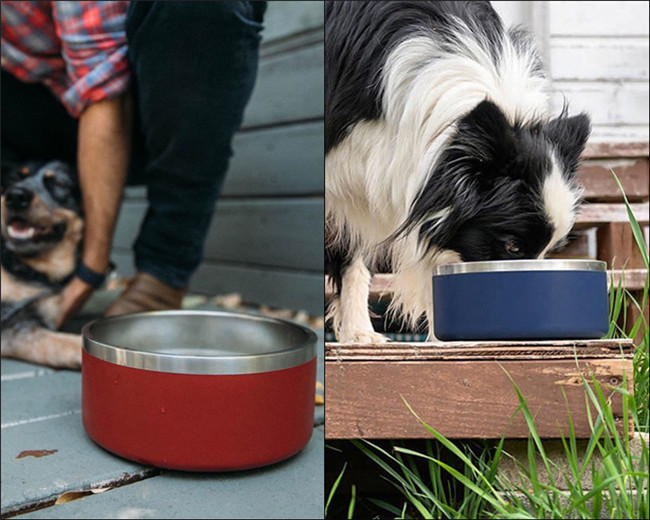 Non Slip 32oz Pet Feeder Bowl Sus304 Double Wall Stainless Steel Dog Bowl