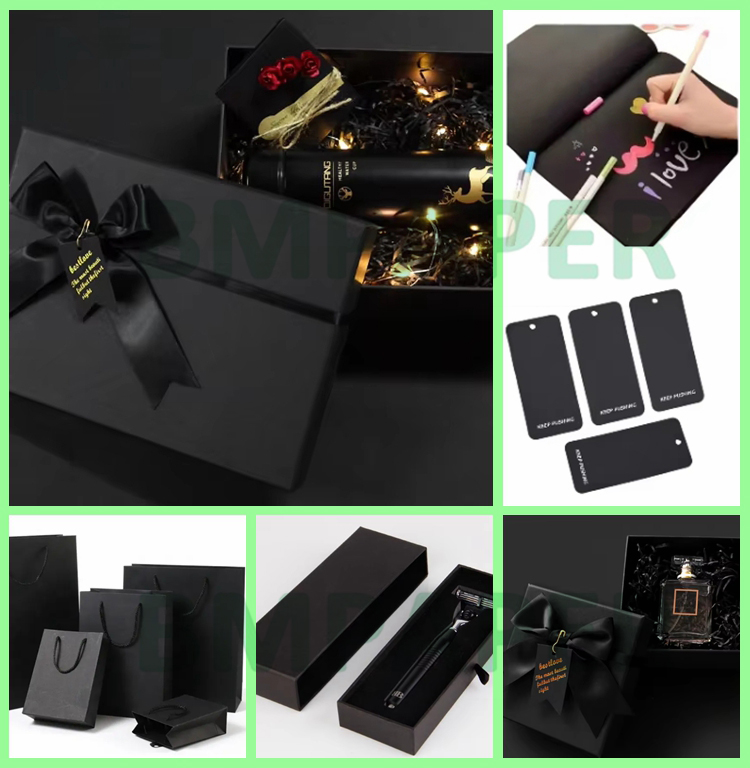 400gsm 450gsm Black Cardboard Sheets For Perfume Box 89 x 119cm Good Folding
