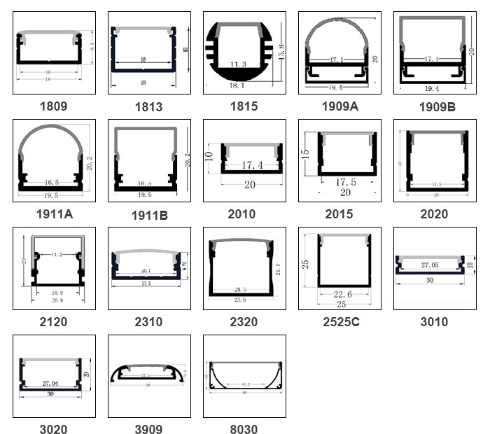 PC Diffuser Mounted Alloy Frame Perfiles retangle channel strip lights lED aluminum profile