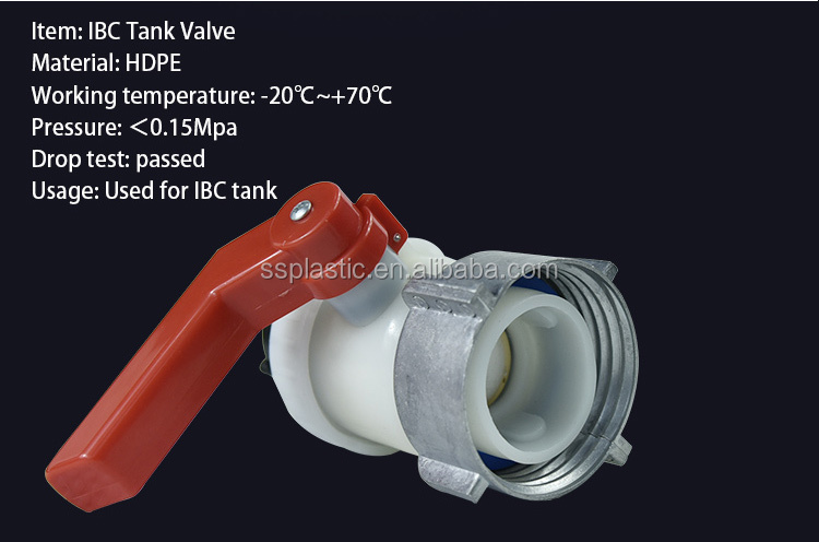 OEM PE Plastics IBC Tank Ball Valve Structure 75mm DN50