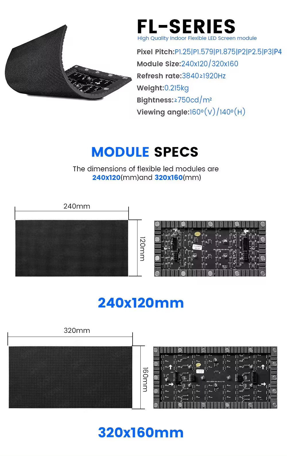 Original Type Flexible Soft Screen Vertical Indoor LED Display Screens for Wedding