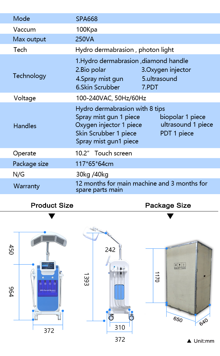 Hot Selling 8 Head Facial Beauty Machines Professional Portable Oxygen Facial Machine