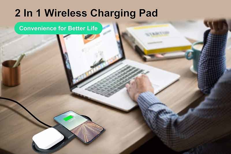 5W 7.5W 10W OVP OCP Dual Wireless Charging Pad Portable 2 In 1