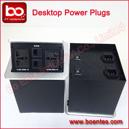 Aluminum Brushed Hydraulic Tabletop Pop Up Socket/Desktop Power Outlets with Bottom Interface Plug