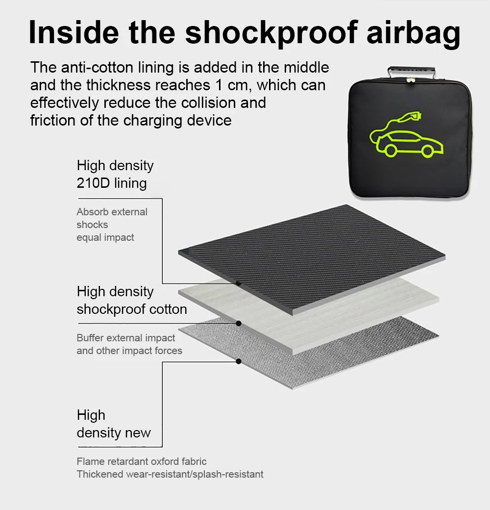 38cm 39cm 42cm EV Charging Accessories EV Charger Bag OEM Customized Print