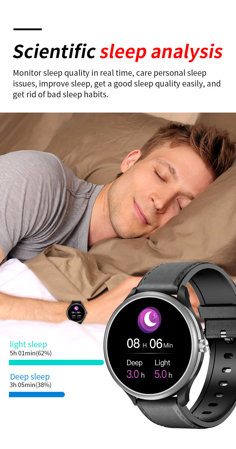 1.28 Inch Round Touch Screen ECG Smart Watch Wifi Music Control
