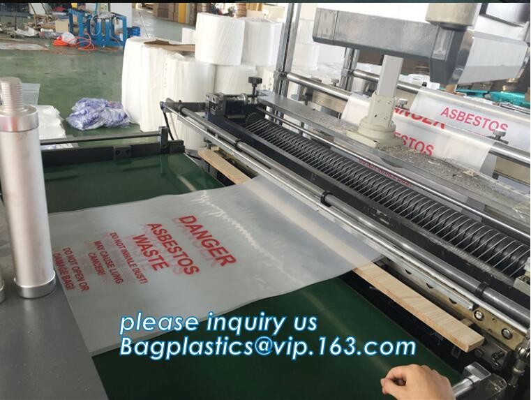 PE packing bag for Asbestos fibers, large size thicker LDPE asbestos remove bags, Large Asbestos Waste Removal Bags, pac