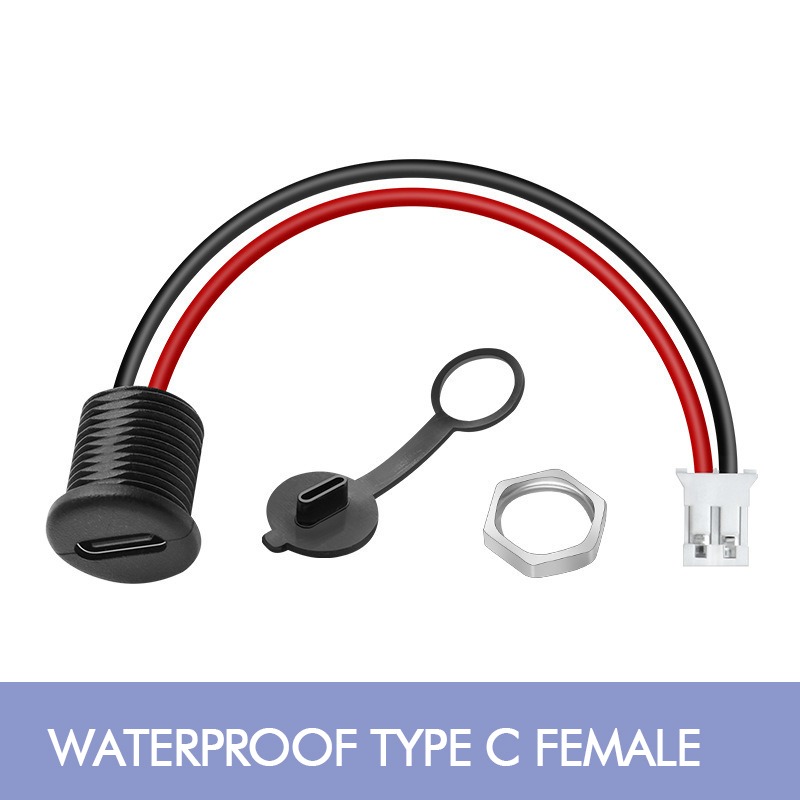 IP67 IP68 Waterproof Cap USB Type C Female Socket Jack to 2 Pin PH 2.0 XH 2.54 SH1.0 VH ZH MX Connector Cable