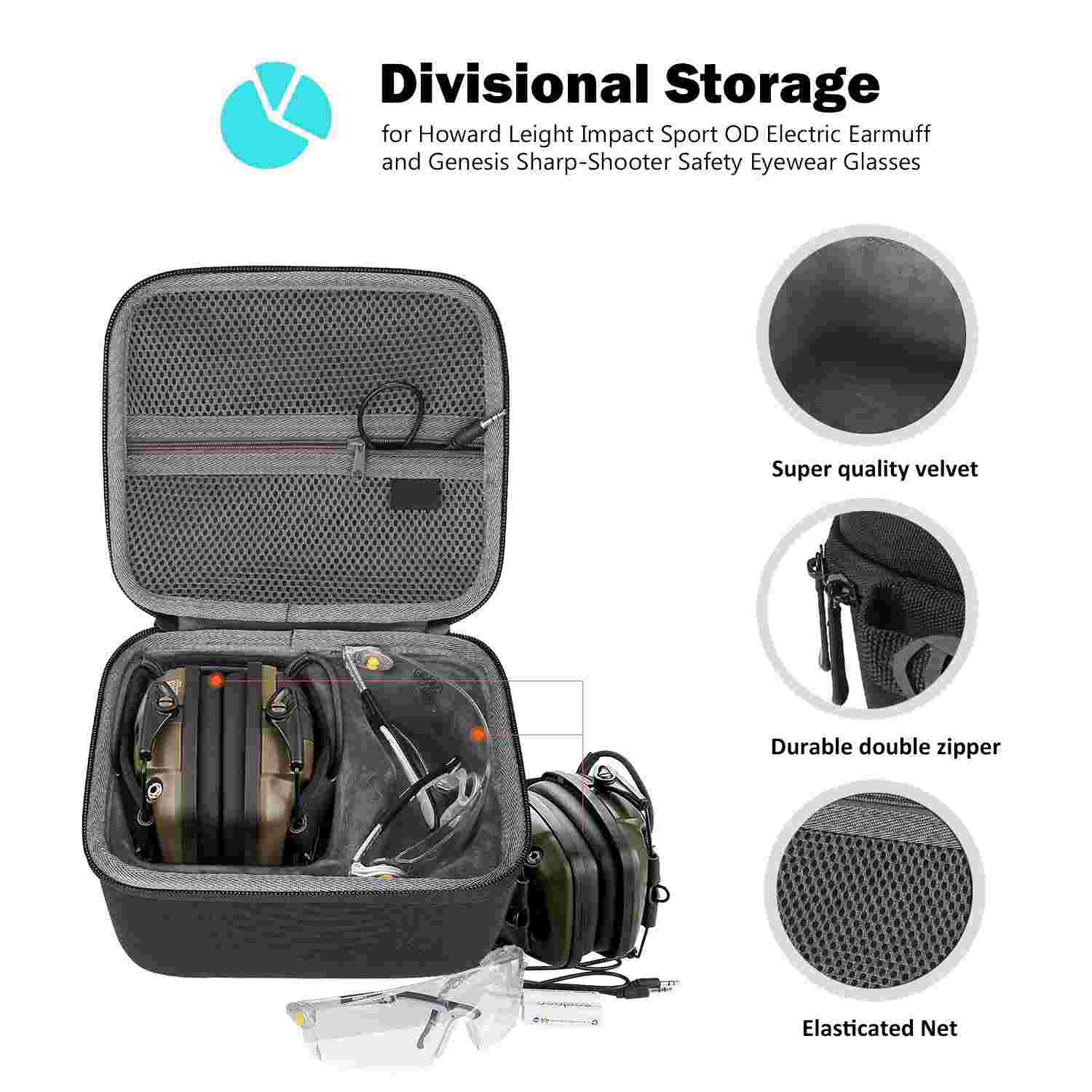 Oxford Velvet EVA Howard Leight Impact Sport Case Dirt resistant