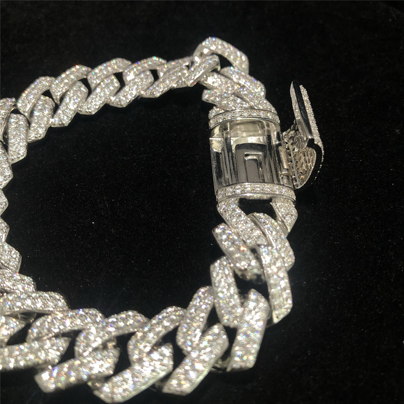 Real S925 Miami Cuban Link Bracelet Silver Jewelry Rose Gold Cuban Link