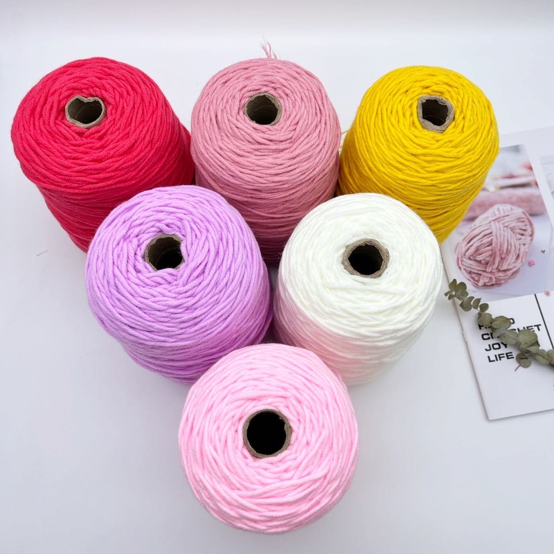 100g/400g Yarn Cone 3mm 8ply Rugs And Carpet Tufting Acrylic Yarn For Tufting Gun