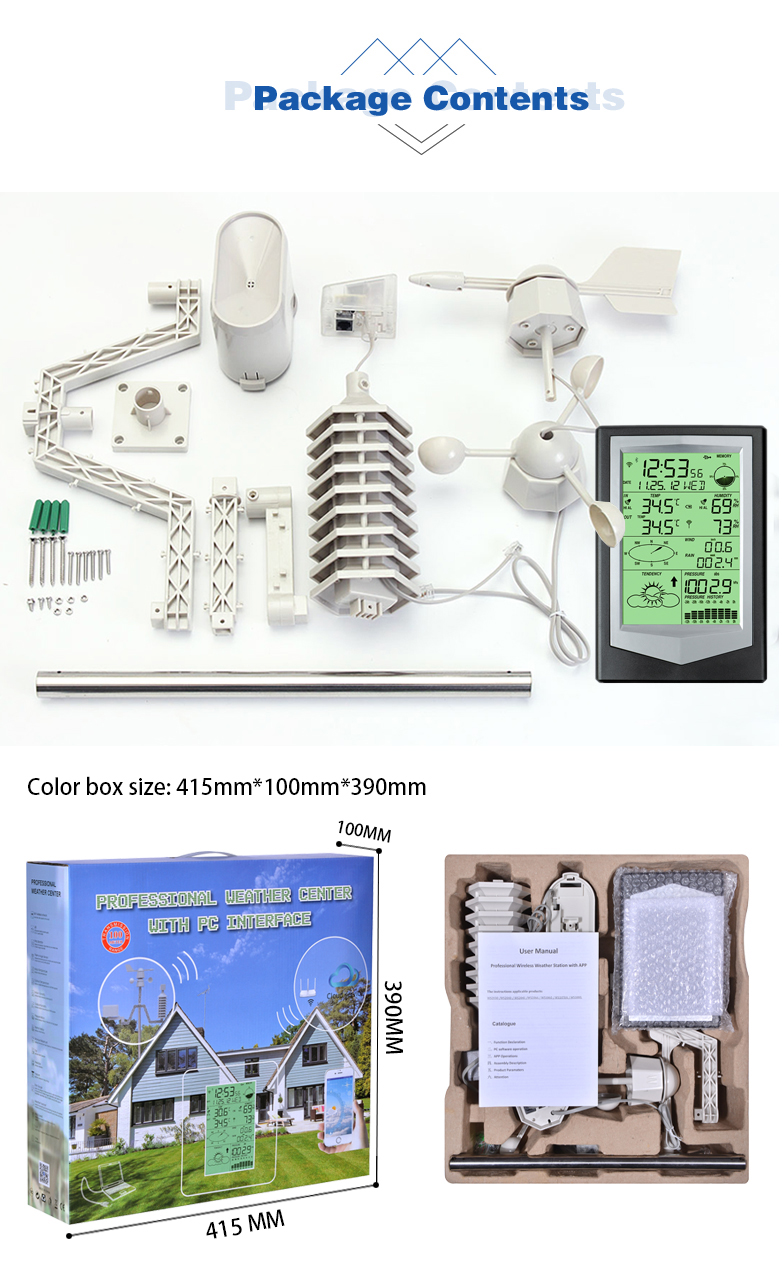 Indoor Temperature Range 0 To 60 °C Solar Powered Weather Station With Outdoor Sensor