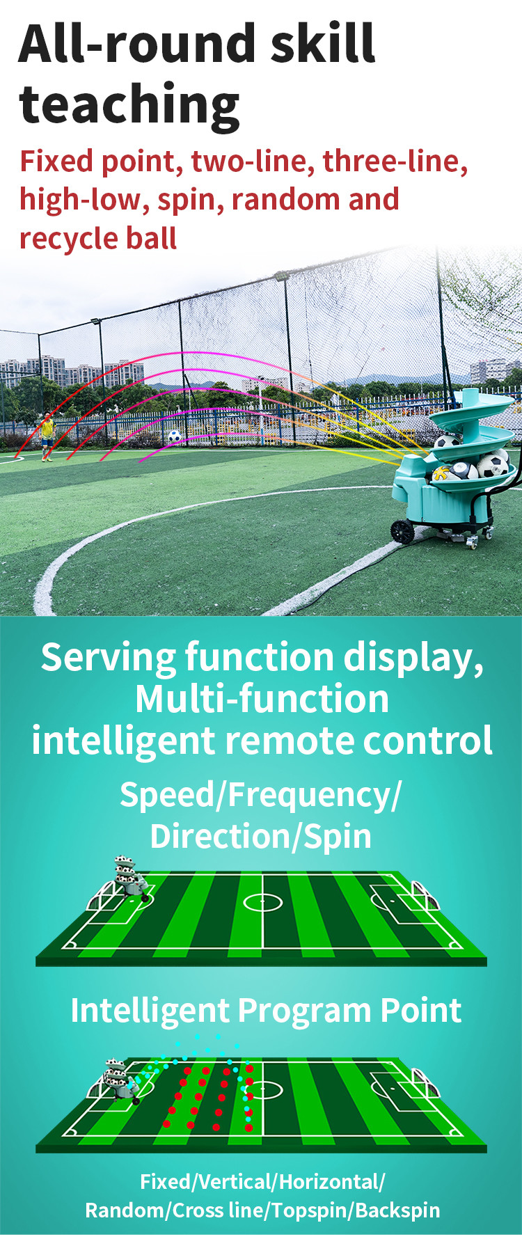 AC 100V Programmable Football Throwing Machine Football Training Equipment