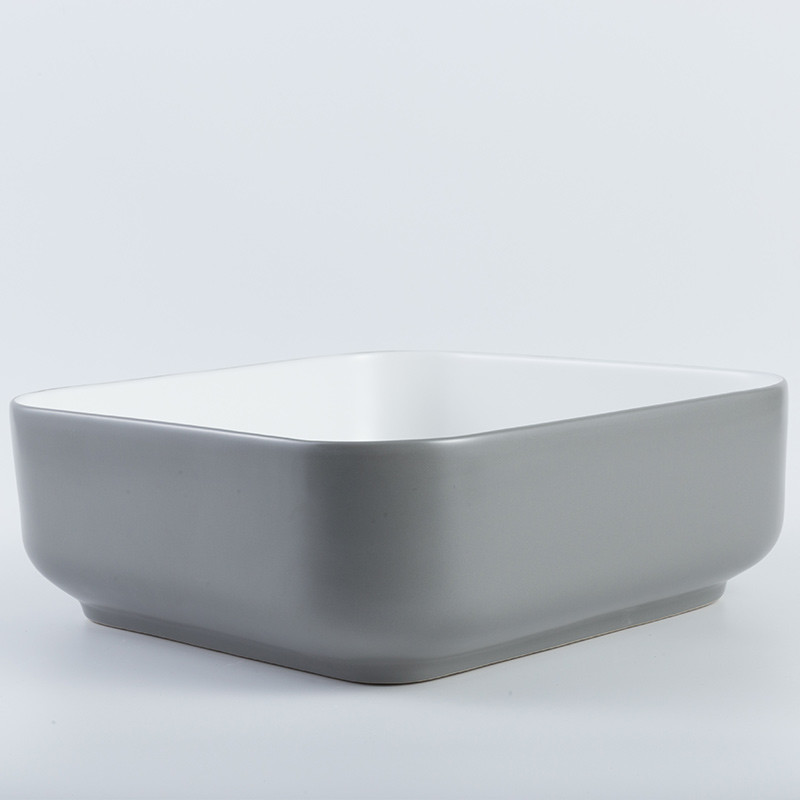 Non-Porous Surface Counter Top Bathroom Sink Symmetrical Square Wash Basin