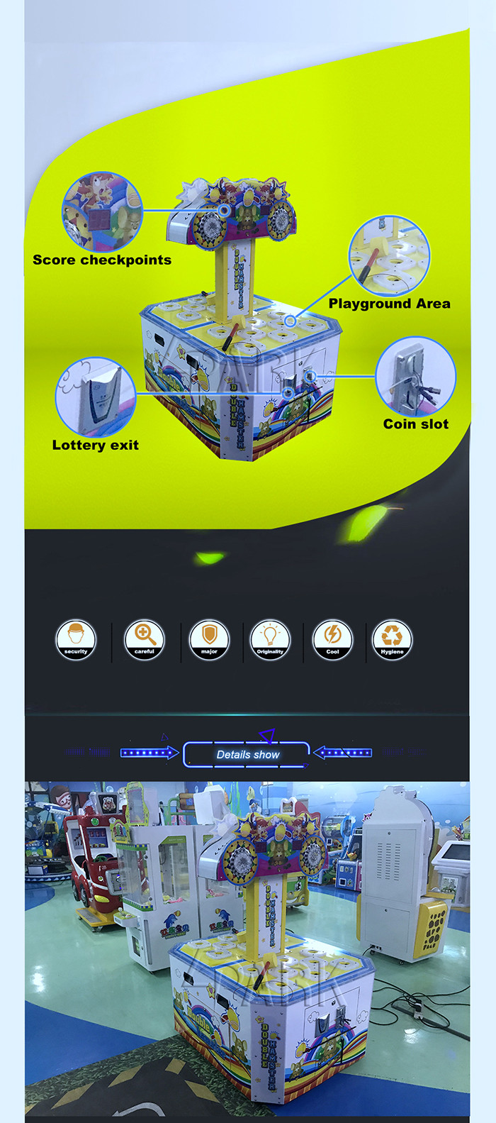 Double Players Hitting Frog Redemption Game Machine For Children