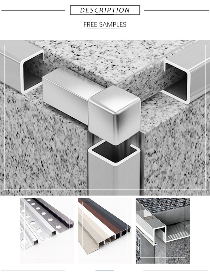 U Channel Aluminum Tile Trim Ceramic Border Wall Corner Aluminium Edging Profile