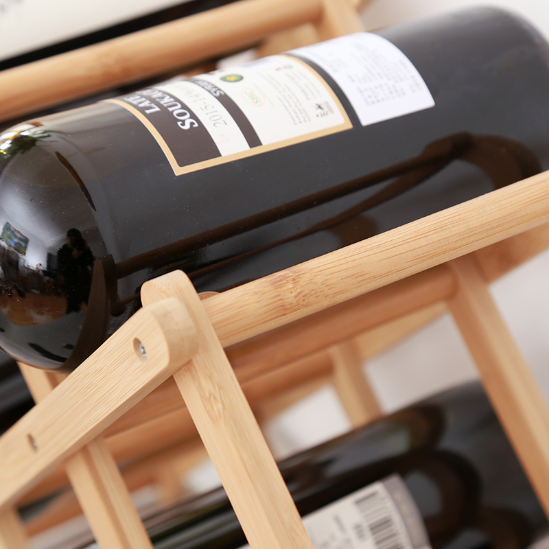 Organize Your Kitchen with this Foldable Bamboo Wine Rack Holds 10 Bottles