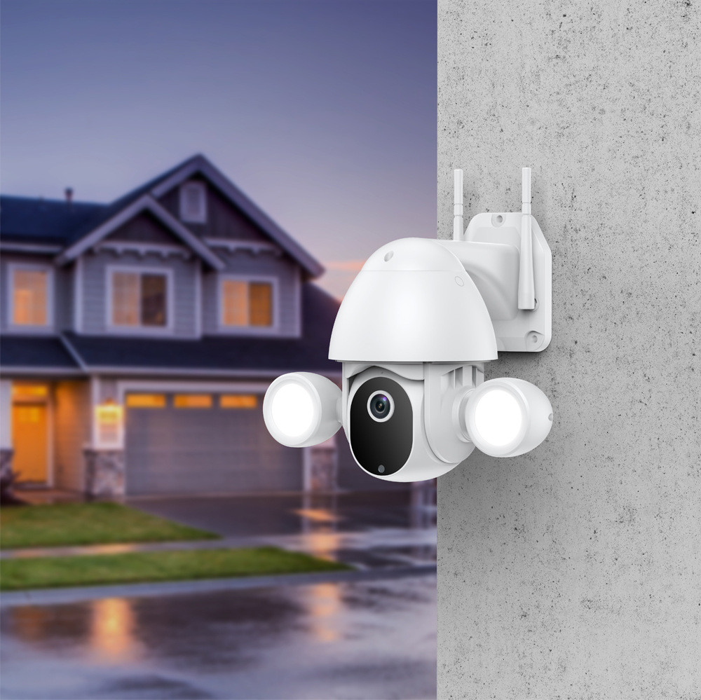 Home Security 3MP Tuya Wifi Camera PTZ Waterproof Floodlight Lighting