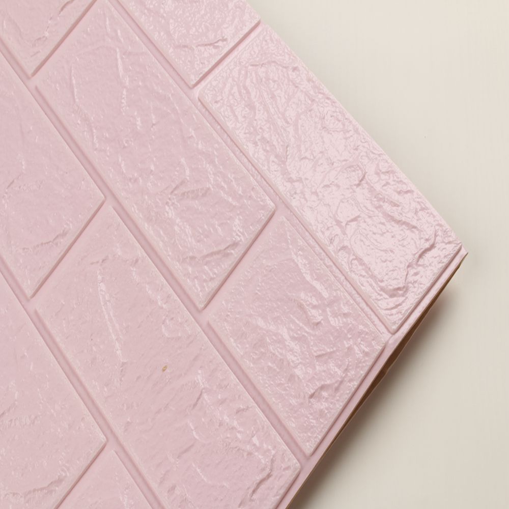 Pink PE Foam Wall Sticker 5mm Thickness 3D PE Foam Brick Wall Stickers