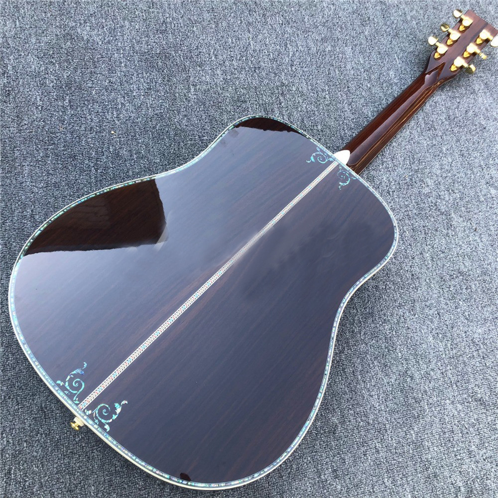 41 inch D style Solid wood acoustic guitar,Abalone binding and inlays ,Ebony fingerboard in sunburst