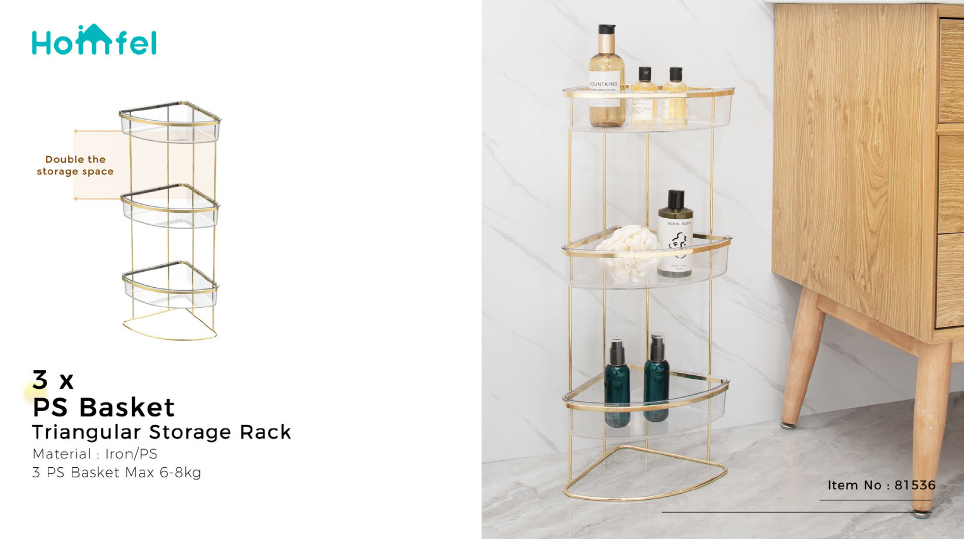 Non-folding Rack Suction Cup PS Box Shower Caddy for Bathroom Storage and Organization