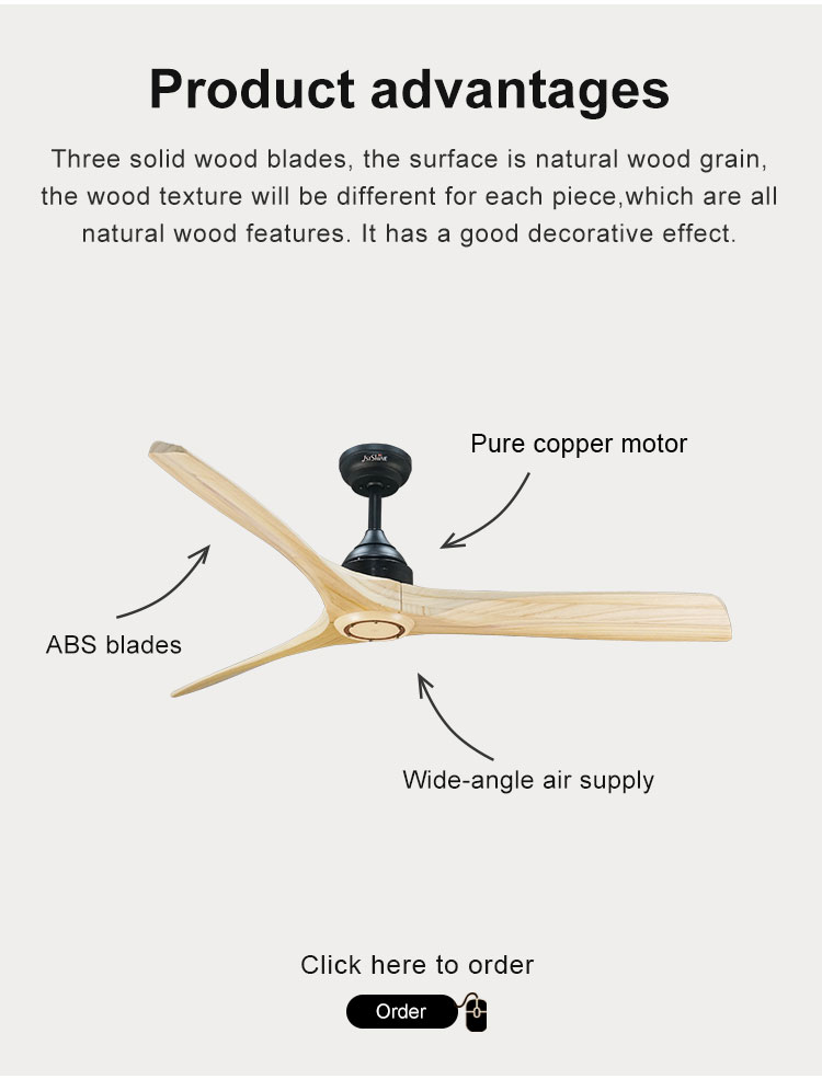 Wooden Blade Ceiling Fan with Remote Class A Energy Efficiency and Modern Design