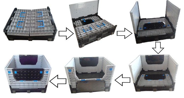 1200*1000*760mmBest Selling stackable foldable plastic storage pallet box bin used fruit bins for sale or autoparts