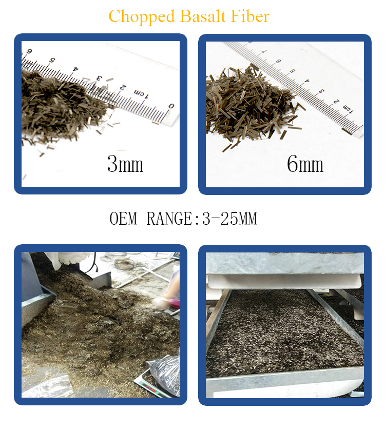 Asphalt Concrete With Brown Chopped Strand 3mm Basalt Fiber