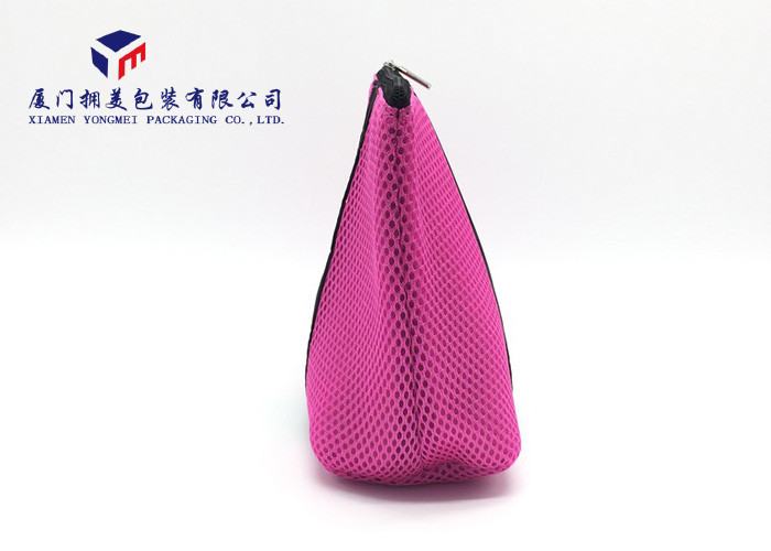 Triangle Side View Zippered Cosmetic Bag Fabric Ladies Makeup Bag Light Weight