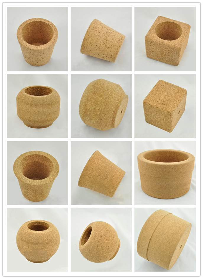 OEM FDA Reusable Cork Plant Pots Holder Flower Succulents Biodegradable