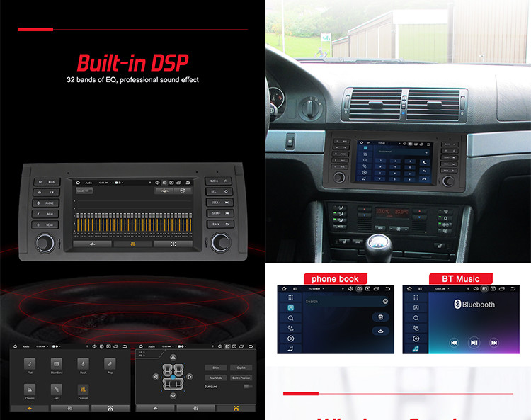 Double Din Android Car Multimedia Player 7 Inch Multi Language Fit BMW E39