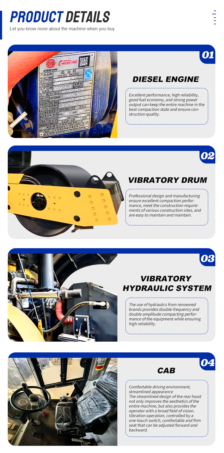 Fully Hydraulic System Double Single Drum Vibration Road Roller Ride for Road Compaction