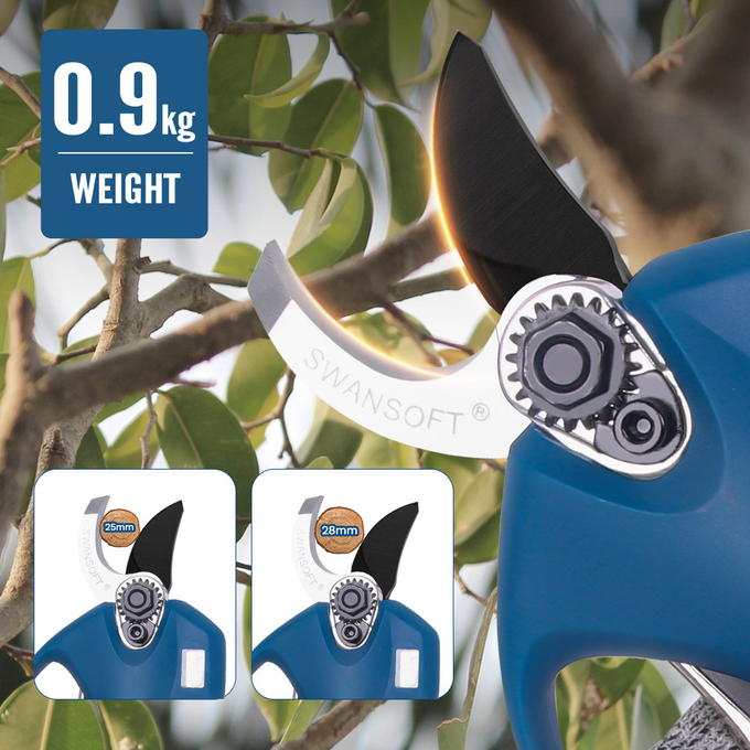 Swansoft Pru28 28mm Electric Pruning Shear with Anti-Cut and Progressive Cut Function