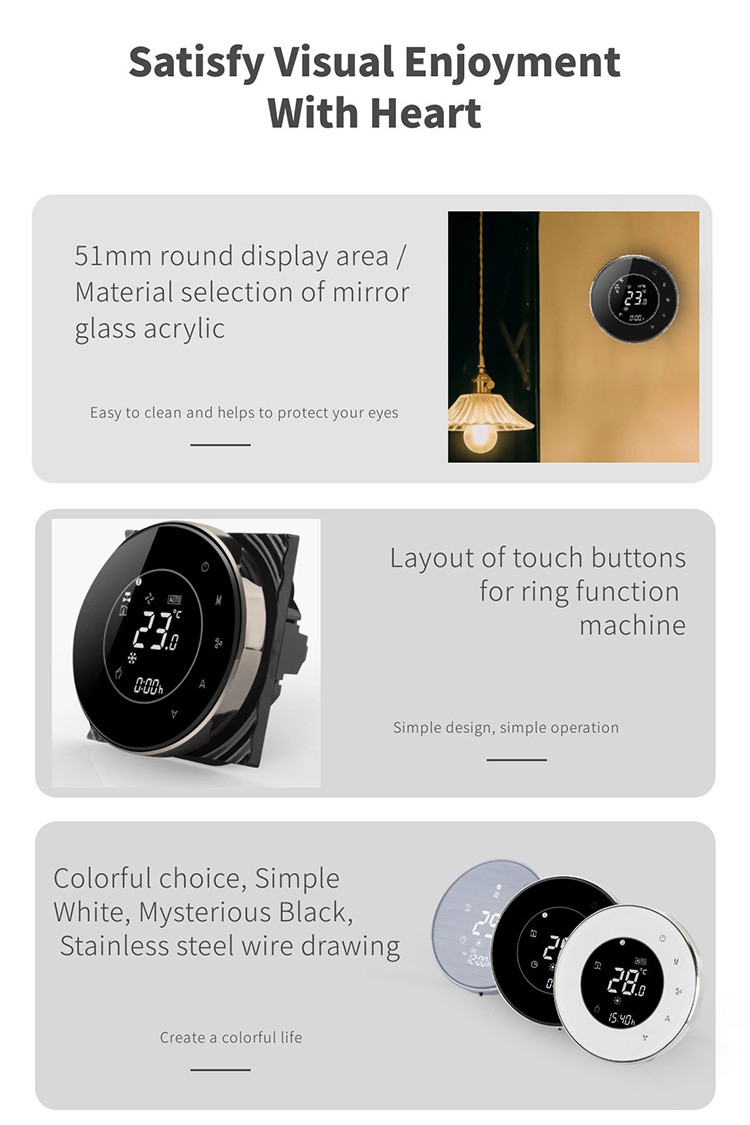 Home Backlight Circular AC Touch Screen Smart Wireless Thermostat Remote Control