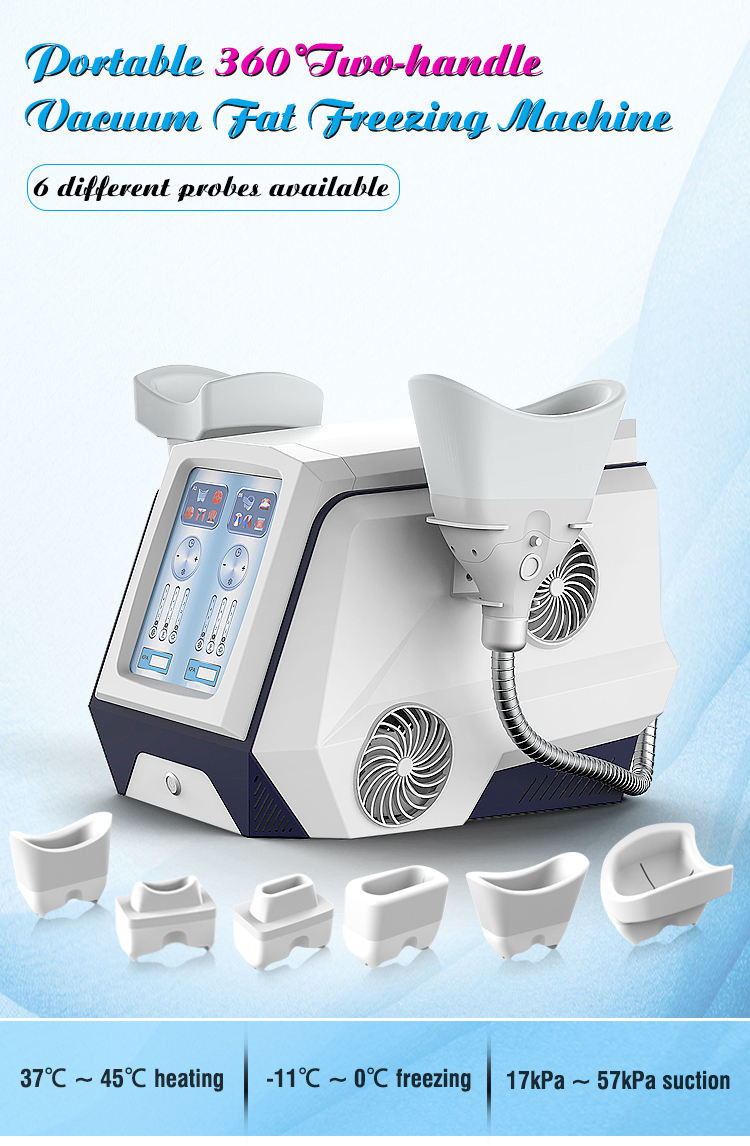ISO90 1000W Cryolipolysis Slimming Machine Two Handle 6 Heads