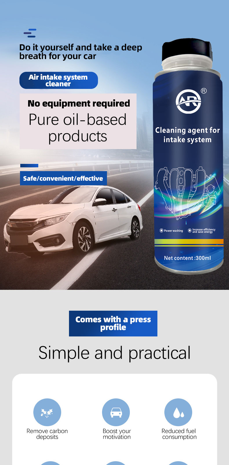 Car Care Cleaning Products OAR Automotive Air Intake System Cleaner for Increased Power