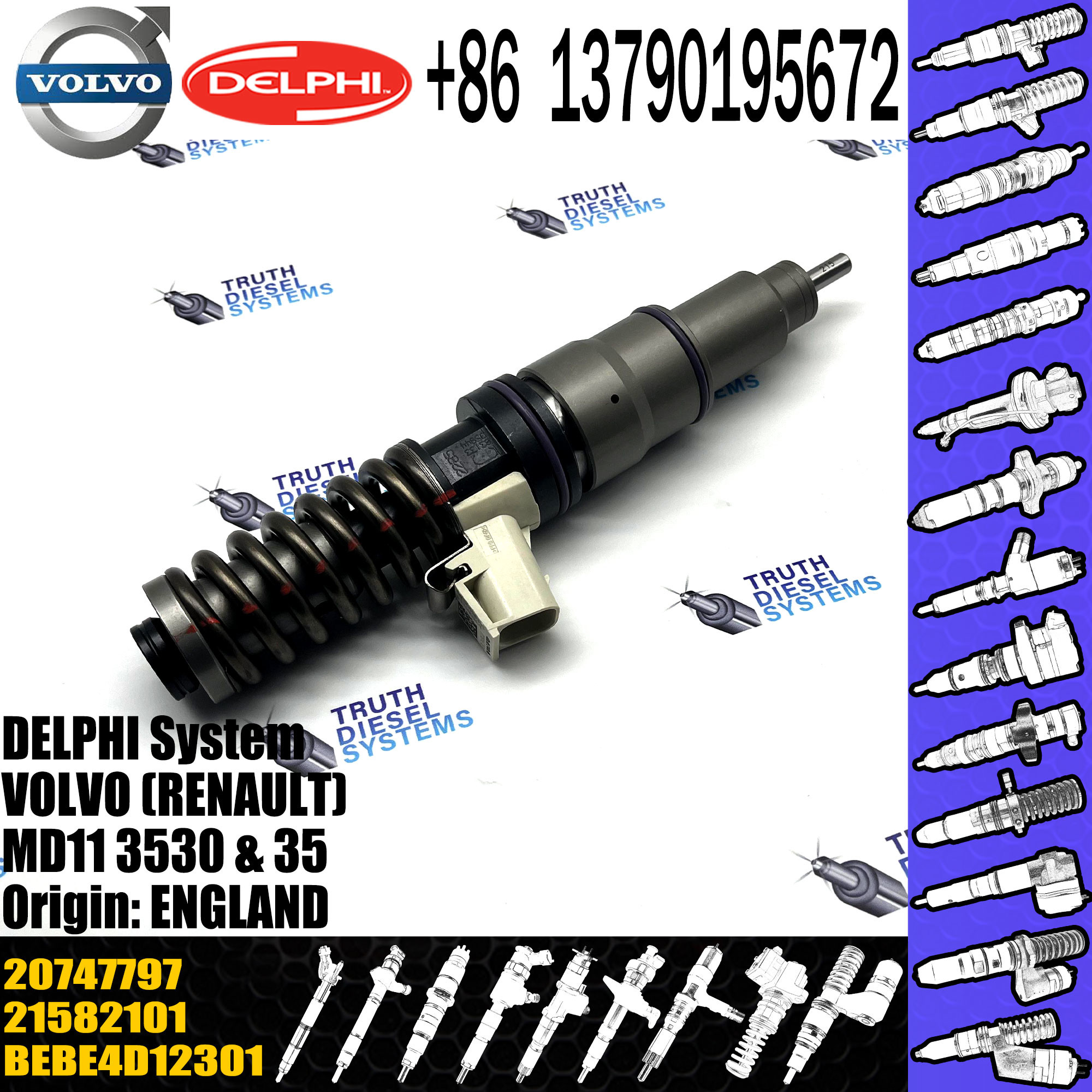 New Diesel Fuel Injector 20747798 BEBE4D11001 20440388 20500620 20747797 420747798 85000675 BEBE4D11201 for VOL
