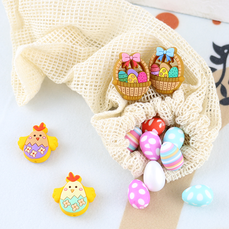 Food Grade Focal Beads Silicone Chicken Eggs Bunny Shape For Pen Making