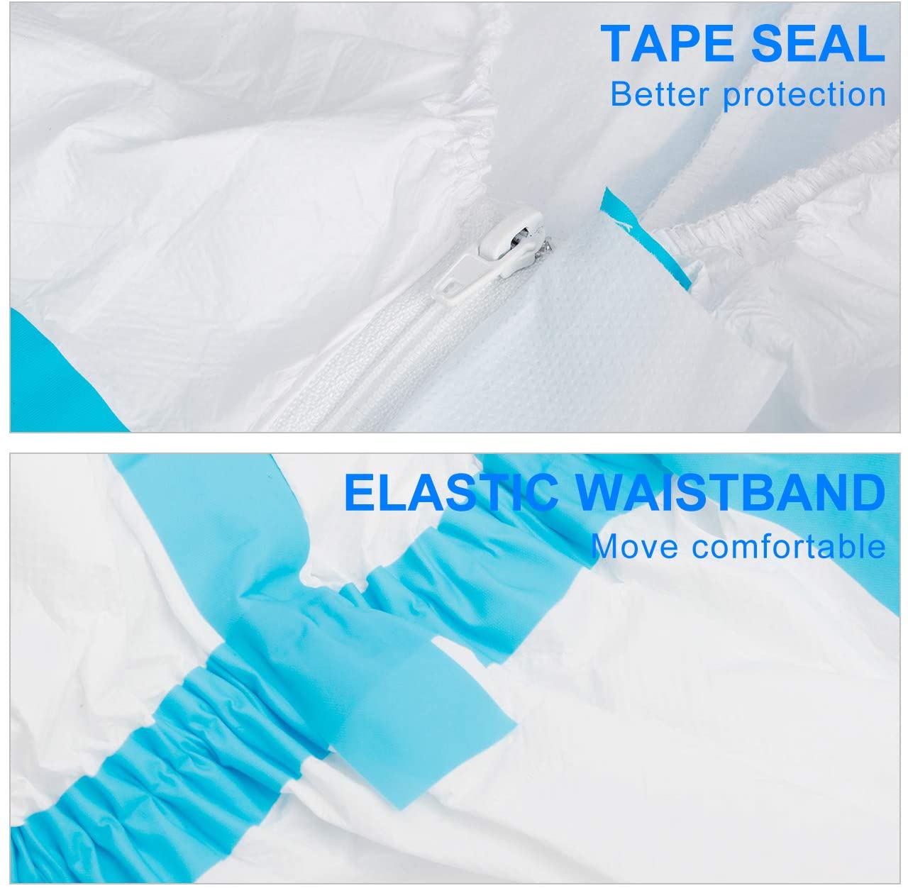 S&J White Type 5 Type 6 Coverall Disposable Isolation Suit With Elastic Cuff And Hood