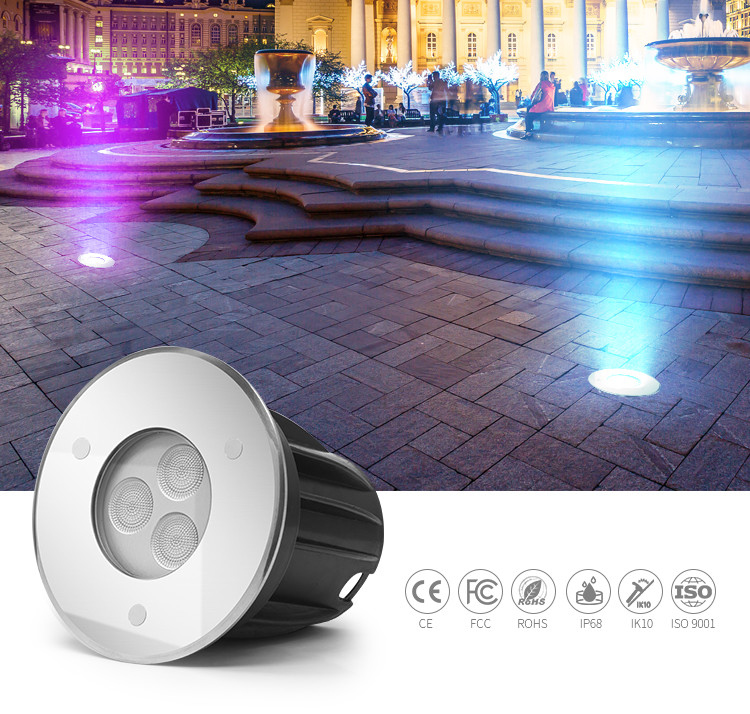 High Efficiency Underwater Ground LED Light , Inground Pool Lights 3W DC 24V